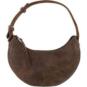 Heather's, Rounded Purse for Women, Waning Crescent Moon Shape Bag, Handbag, Shoulder Bag, Full Grain Leather, Handmade, Bourbon Brown in Kuwait