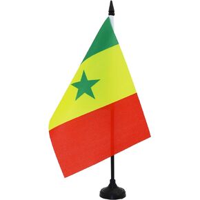 AZ FLAG Senegal Table Flag 5'' x 8'' - Senegalese Desk Flag 21 x 14 cm - Black Plastic Stick and Base
