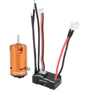 VGEBY Motor ESC Set, Metal 1410 Remote Control Crawler Brushless Motor with 18A ESC RC Spare Part Replacement Accessory for 1/24, 1/28, 1/32 RC Car(Orange9500KV) Brushless Crawler Esc