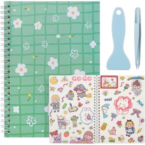 Reusable Sticker Book 60 Sheets, Sticker Collecting Book Album, Reusable Sticker Album,Sticker Organizer,Blank Sticker Book for Adults Children,Sticker Keeper Book with Tweezer and Spatula,A5
