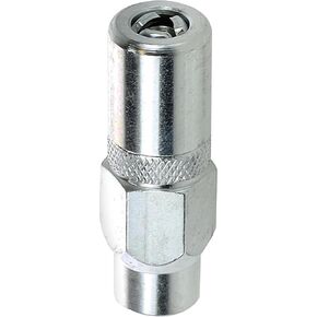 LUMAX LX-1402 Silver 1/8 of an inch NPT Heavy-Duty Grease Coupler. for Hand and Most air-Powered Grease Guns. 1/8 inches NPT Female Threads. 7,500 PSI max Operating Pressure.