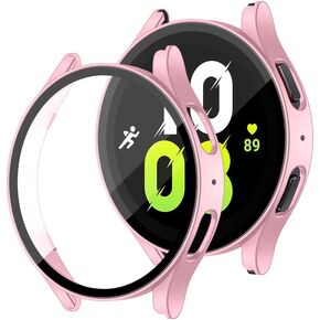 Galaxy watch 4 Screen Protector,Galaxy watch 5/pro screen protector 44mm 40mm 45mm,Hard PC Case+Tempered Glass for Samsung Watch 5 Case 44 40 45 mm,All-around Anti-fall Protective Cover