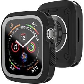 D & K Exclusives Compatible with Apple Watch 45mm Case, Shockproof Bumper Case Durable Protective Flexible iWatch Series 9 8 7 Cover for Women Men Kids GPS Smartwatch, Black, Grey