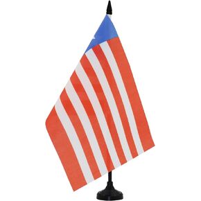 AZ FLAG Liberia Table Flag 5'' x 8'' - Liberian Desk Flag 21 x 14 cm - Black Plastic Stick and Base
