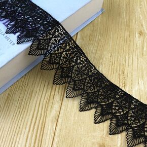 Clothing Accessories Embroidered Polyester Light Embroidered Lace Skirt/Neckline/Sleeves DIY Decorative Fabric Art,Gift Packaging, Flower Design (Round Black)