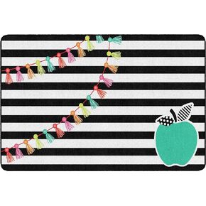 Flagship Carpets Schoolgirl Style and Stylish Brights Turquoise Apple Classroom Area Rug for Indoor Classroom Learning or Kid Bedroom Educational Play Mat, 5'x7'6", Multi