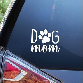 BKS Dog Mom Paw Vinyl Decal Sticker 4" | Cars Trucks Vans SUVs Walls Cups Laptops | 5 Inch | White