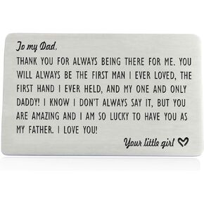 Dad Gifts from Daughter, Engraved Wallet Inserts for Father Papa, Fathers Day Birthday Wedding Thank You Gifts for Daddy from Daughter Kids