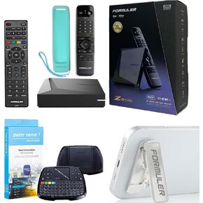 Formuler Z11 Pro Max 4K Android 11 4GB Ram 32GB Storage with Universal Bluetooth Voice Remote & Premium Protective Silicone Remote Cover 02f9 Remote + 7 Color Keyboard Phone Stand