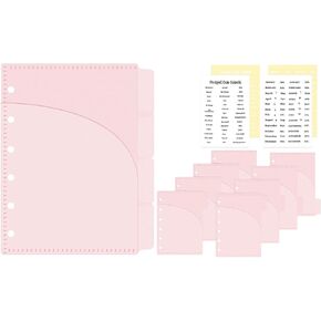 A7 Double Pockets Cash Envelopes 3 Set 4 Tabs Money Organizer for Cash Translucent Frost Card Protector Loose Leaf Bill Holder Budget Envelopes for 6 Ring Binder