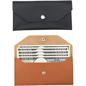 2 Pcs PU Leather Cash Envelopes Money Cash Wallet Bags Tickets Storage Bags Coin Check Bank Pouch Budget Envelope for Bill Planner