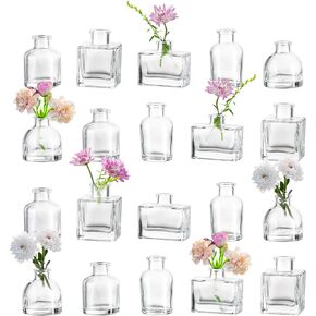 Small Glass Bud Vases for Centerpieces - Hewory 40pcs Clear Sturdy Cute Flower Vases Bulk, Mini Bottle Vase for Wedding Home Decor Birthday Party Events Mother's Day Bridal Shower Gifts Table Decor