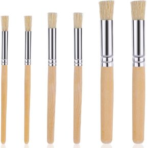 6 Pieces Stencil Brush, Natural Bristle Paint Brushes Nylon Hair Brush Bristle Art Brush Wooden Stencil Brushes for Acrylic Painting Oil Painting Watercolor Painting Card DIY Art Crafts Project