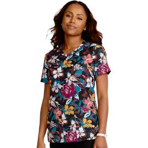 Cherokee Prints Women Scrubs Top V-Neck Print CK678