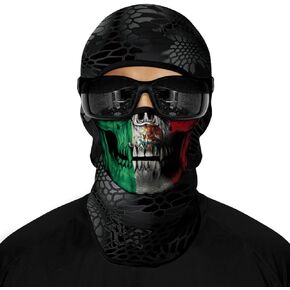 ShopINess Unisex 3D Balaclava for Winter- Mexican Flag Skull Multicolor