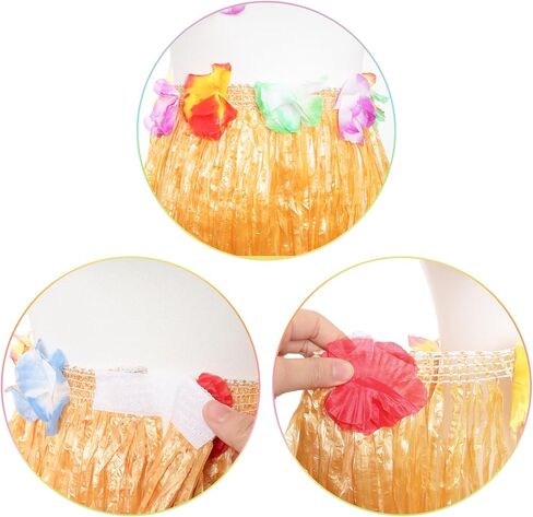 9 Pieces Hawaiian Hula Grass Skirt Costume Outfit Accessories Set Necklace Leis Flower Garland Bracelet for Women in Saudi Arabia