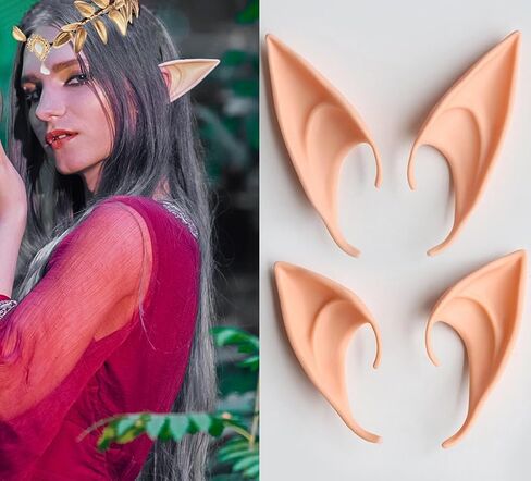 June Bloomy Women Flower Crown Fairy Costume Headband Renaissance Forest Leaf Headband 2 Pair Elf Ear Headpiece Set(Black Butterfly) in Saudi Arabia