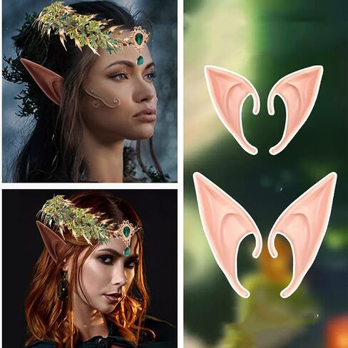 June Bloomy Women Flower Crown Fairy Costume Headband Renaissance Forest Leaf Headband 2 Pair Elf Ear Headpiece Set(Black Butterfly) in Saudi Arabia