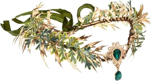 June Bloomy Women Flower Crown Fairy Costume Headband Renaissance Forest Leaf Headband 2 Pair Elf Ear Headpiece Set(Black Butterfly) in Saudi Arabia