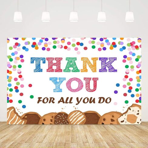7x5ft CNA Week Thank You for All You Do Backdrop Congratulations Background Be Thankful to The Teacher Doctor Staff Employee Colorful Dots Biscuits Photography Party Decoration Banner in Saudi Arabia