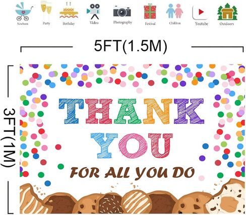 7x5ft CNA Week Thank You for All You Do Backdrop Congratulations Background Be Thankful to The Teacher Doctor Staff Employee Colorful Dots Biscuits Photography Party Decoration Banner in Saudi Arabia