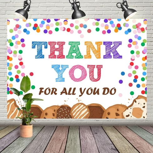 7x5ft CNA Week Thank You for All You Do Backdrop Congratulations Background Be Thankful to The Teacher Doctor Staff Employee Colorful Dots Biscuits Photography Party Decoration Banner in Saudi Arabia