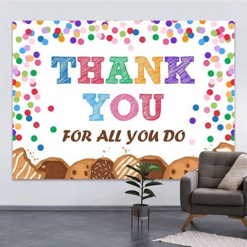 7x5ft CNA Week Thank You for All You Do Backdrop Congratulations Background Be Thankful to The Teacher Doctor Staff Employee Colorful Dots Biscuits Photography Party Decoration Banner in Saudi Arabia