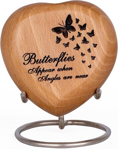 Classic Heart Shaped Wooden Urns for Human Ashes | Adult - Male, Female | Cremation Memorial Ash Urn | Natural Beech Wood Small Keepsake Urn - 4 Inches, 1 Pc in Saudi Arabia