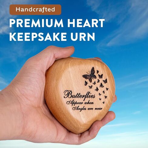 Classic Heart Shaped Wooden Urns for Human Ashes | Adult - Male, Female | Cremation Memorial Ash Urn | Natural Beech Wood Small Keepsake Urn - 4 Inches, 1 Pc in Saudi Arabia