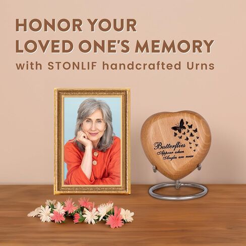 Classic Heart Shaped Wooden Urns for Human Ashes | Adult - Male, Female | Cremation Memorial Ash Urn | Natural Beech Wood Small Keepsake Urn - 4 Inches, 1 Pc in Saudi Arabia