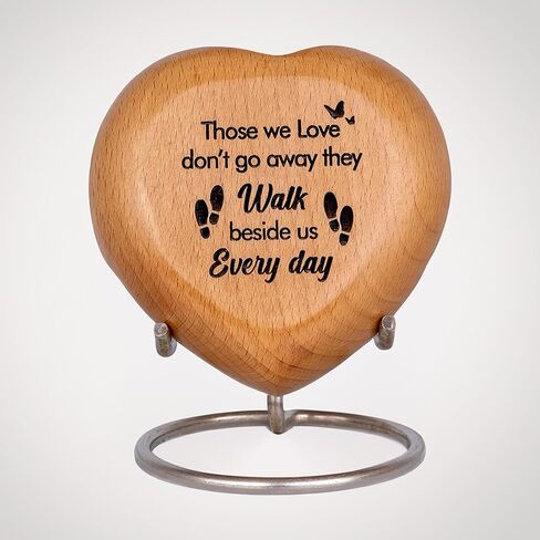Classic Heart Shaped Wooden Urns for Human Ashes | Adult - Male, Female | Cremation Memorial Ash Urn | Natural Beech Wood Small Keepsake Urn - 4 Inches, 1 Pc in Saudi Arabia