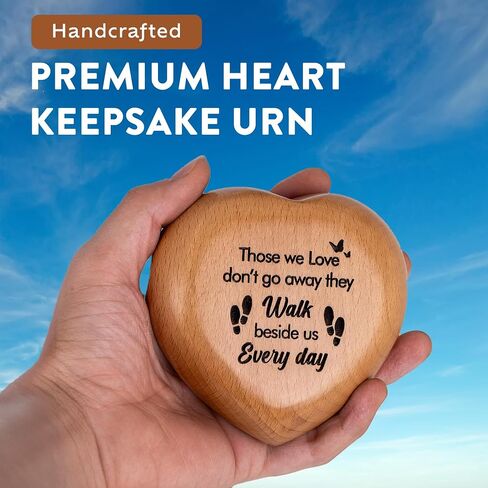 Classic Heart Shaped Wooden Urns for Human Ashes | Adult - Male, Female | Cremation Memorial Ash Urn | Natural Beech Wood Small Keepsake Urn - 4 Inches, 1 Pc in Saudi Arabia