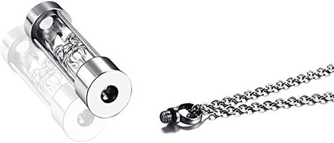 Time Memory Hourglass Glass Cremation Jewelry Urn Necklace for Ashes Urn Jewelry Cremation Jewelry Keepsake Memorial (Glass-Silver) in Saudi Arabia