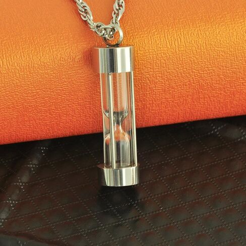 Time Memory Hourglass Glass Cremation Jewelry Urn Necklace for Ashes Urn Jewelry Cremation Jewelry Keepsake Memorial (Glass-Silver) in Saudi Arabia