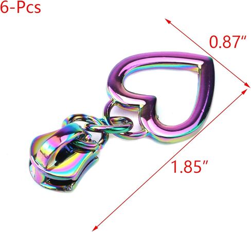 HEVSTIL #5 سحاب قوس قزح، سحاب بديل على شكل قلب، سحاب سحب 6 عبوات لحقائب الأمتعة والمحافظ السائبة in Kuwait