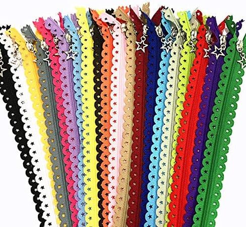 40 قطعة من WKXFJJWZC على شكل نجمة من الدانتيل الأبيض والنحاس سحب سحابات نهاية مغلقة لحرف الخياطة اليدوية 20/لون (16 بوصة) in Kuwait