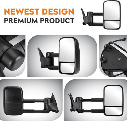 زوج من مرايا السحب مناسبة لسيارة Chevy GMC 88-1998 C/K 1500، 88-2000 C/K 2500 K3500، 88-2001 C3500، 92-1999 سوبربان C/K 1500 C/K 2500، 92-2000 تاهو يوكون، مع الطي اليدوي/التلسكوب in Kuwait