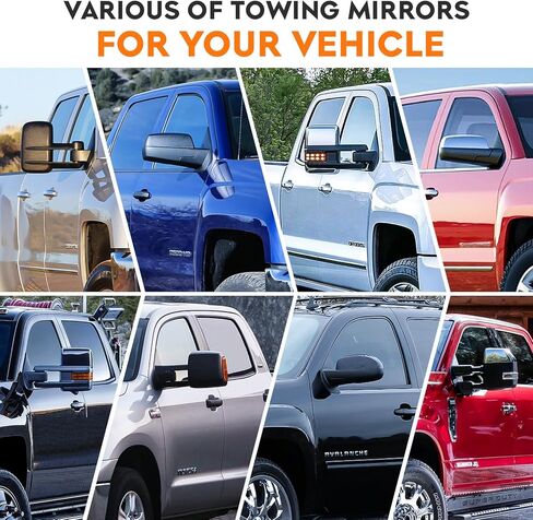 زوج من مرايا السحب مناسبة لسيارة Chevy GMC 88-1998 C/K 1500، 88-2000 C/K 2500 K3500، 88-2001 C3500، 92-1999 سوبربان C/K 1500 C/K 2500، 92-2000 تاهو يوكون، مع الطي اليدوي/التلسكوب in Kuwait