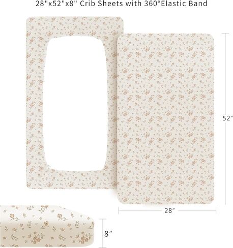 Konssy Minky Crib Sheets 2 PCS, Fitted Crib Sheet for Standard Crib Mattress(28"x 52"), Minky and Soft Breathable Crib Mattress Sheet for Girls and Boys in Kuwait