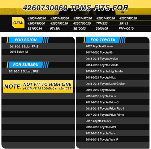 ACLONG 315MHz Tire Pressure Sensor TPMS Fit for Toyota Prius Corolla Highlander Avalon Yaris Hilux Land Cruiser, Tire Pressure Monitoring System Replacement 4260730060 4260706020-4PCS in Kuwait