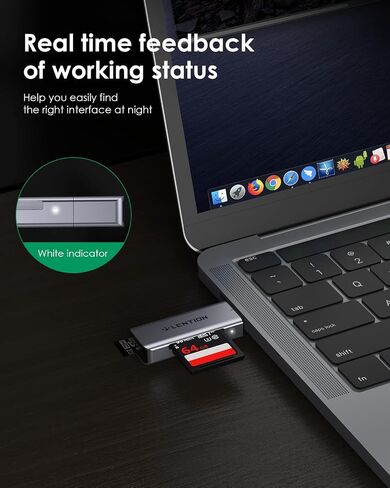 LENTION USB C to SD/Micro SD Card Reader, Type C SD 3.0 Card Adapter Compatible 2021-2016 MacBook Pro 13/15/16, New Mac Air/iPad Pro/Surface, Samsung S20/S10/S9/S8/Plus/Note, More (CB-C7, Space Gray) in Saudi Arabia