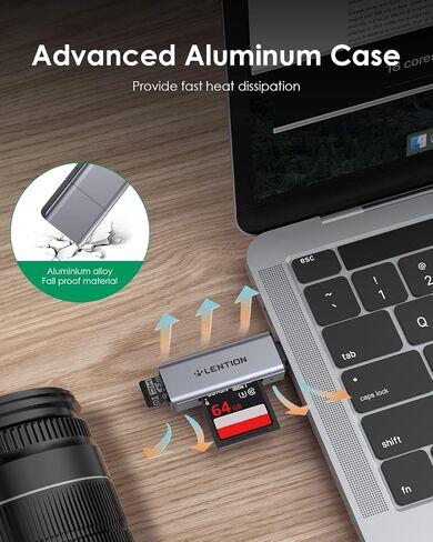 LENTION USB C to SD/Micro SD Card Reader, Type C SD 3.0 Card Adapter Compatible 2021-2016 MacBook Pro 13/15/16, New Mac Air/iPad Pro/Surface, Samsung S20/S10/S9/S8/Plus/Note, More (CB-C7, Space Gray) in Saudi Arabia