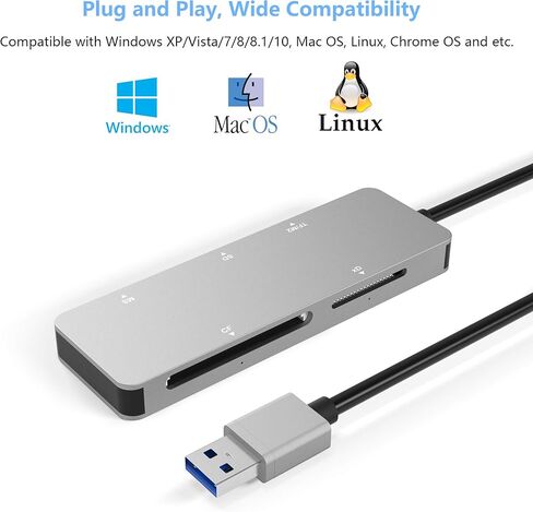 قارئ بطاقات XD، قارئ بطاقات ذاكرة USB 3.0 (5Gps) عالي السرعة TF/SD/MS/M2/XD/CF للكاميرا، قارئ بطاقات صور USB 3.0 XD من الألومنيوم in Kuwait
