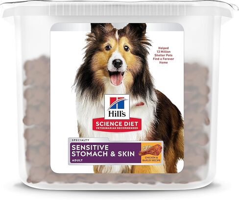 Hill's Science Diet للمعدة والبشرة الحساسة، للبالغين 1-6، دعم حساسية المعدة والجلد، طعام الكلاب الجاف، الدجاج والشعير، حوض بوزن 17 رطل in Kuwait