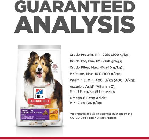 Hill's Science Diet للمعدة والبشرة الحساسة، للبالغين 1-6، دعم حساسية المعدة والجلد، طعام الكلاب الجاف، الدجاج والشعير، حوض بوزن 17 رطل in Kuwait