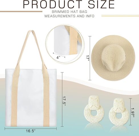 3 Pcs Boho Beach Bag and Hat with Hat Holder for Women Summer Travel Tote Bag Earrings for Vacation in Saudi Arabia