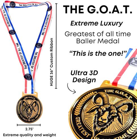 Greatest of All Time Medal - Luxury 2.75" Double-Sided Goat Award, Ideal for Basketball and Sports Awards,Party Favors, Awards and Trophies Collections in Saudi Arabia