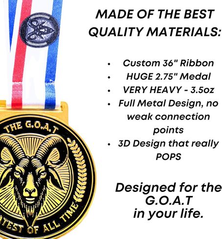 Greatest of All Time Medal - Luxury 2.75" Double-Sided Goat Award, Ideal for Basketball and Sports Awards,Party Favors, Awards and Trophies Collections in Saudi Arabia