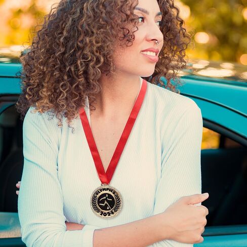 Madison Tyler Winner Award Medals Necklace for Kids and Adults|Medals with Red Neck Ribbon|Olympic Medals Necklace for Women Girls Kids in Kuwait