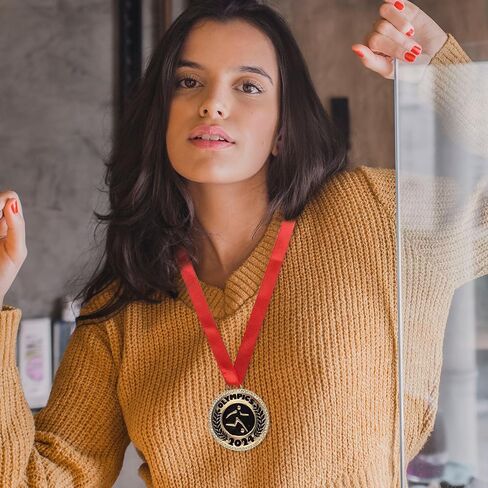 Madison Tyler Winner Award Medals Necklace for Kids and Adults|Medals with Red Neck Ribbon|Olympic Medals Necklace for Women Girls Kids in Kuwait
